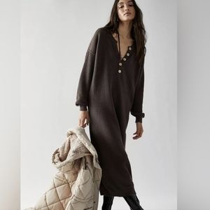 Free People Hailee Sweater Dress Midi Medium Black